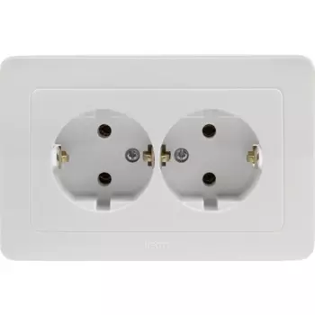 Розетка двойная Hegel с заземлением цвет белый