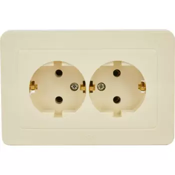 Розетка двойная Hegel с заземлением цвет слоновая кость