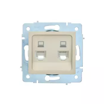 Розетка двойная компьютерная встраиваемая Lezard Asti без заземления цвет кремовый