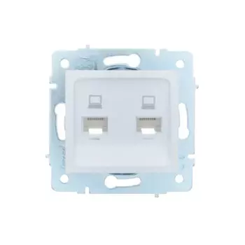 Розетка двойная компьютерная встраиваемая Lezard Asti без заземления цвет белый