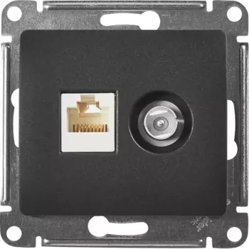 Розетка двойная компьютерная встраиваемая Systeme Electric Glossa RJ45 UTP cat 5e цвет антрацит