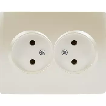 Розетка двойная Lezard Karina без заземления цвет жемчужный белый перламутровый