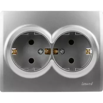 Розетка двойная Lezard Karina с заземлением цвет матовый серый
