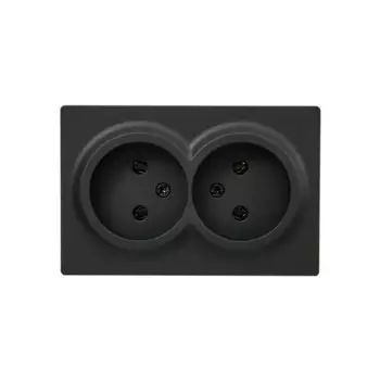 Розетка двойная Lezard Leto без заземления цвет черный бархат