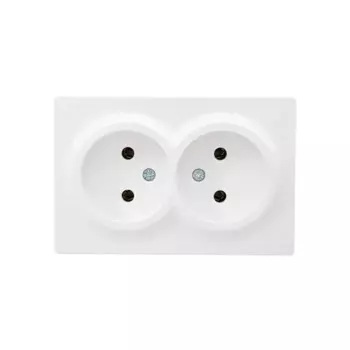 Розетка двойная Lezard Leto без заземления цвет белый