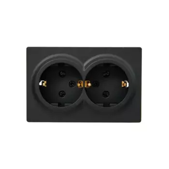 Розетка двойная Lezard Leto с заземлением цвет черный бархат