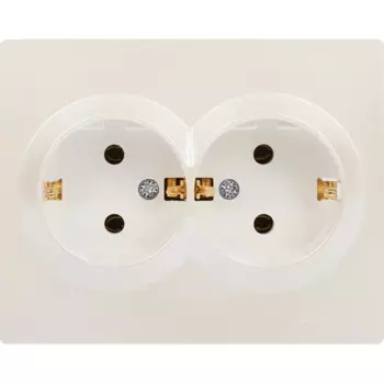 Розетка двойная Lezard Vesna с заземлением цвет жемчужный белый перламутровый