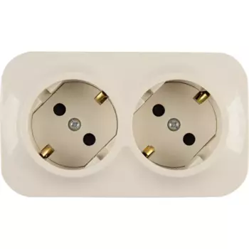 Розетка двойная накладная Legrand с заземлением со шторками цвет слоновая кость