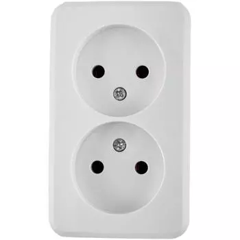 Розетка двойная накладная Lexman First без заземления, цвет белый