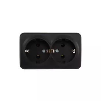 Розетка двойная накладная Lexman First с заземлением цвет черный