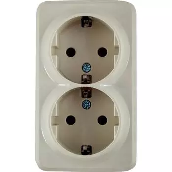 Розетка двойная накладная Lexman First с заземлением, цвет бежевый