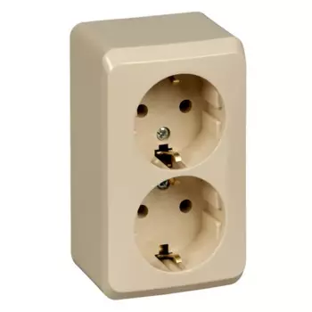 Розетка двойная накладная Systeme Electric Этюд с заземлением цвет кремовый