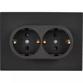 Розетка двойная встраиваемая Gusi Electric с заземлением со шторкой цвет графит