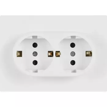 Розетка двойная встраиваемая Gusi Electric с заземлением со шторкой цвет белый