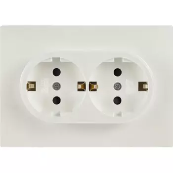 Розетка двойная встраиваемая Gusi Electric с заземлением со шторкой цвет жемчуг
