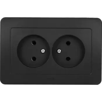 Розетка двойная встраиваемая Hegel Мастер цвет черный