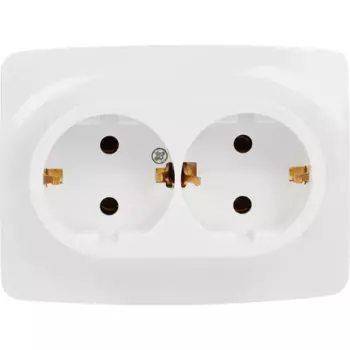 Розетка двойная встраиваемая Эра 12-2106-01 с заземлением цвет белый
