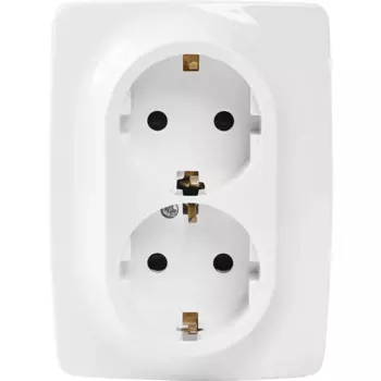 Розетка двойная встраиваемая Эра 12-2108-01 с заземлением со шторками цвет белый