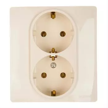 Розетка двойная с заземлением - Legrand Etika - без шторок в сборе 16А 250В винтовые зажимы - слоновая кость