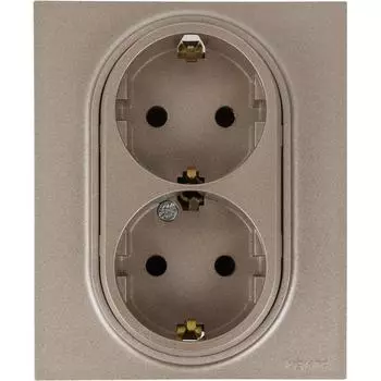 Розетка двойная с заземлением - Legrand Structura - без шторок в сборе 16А 250В винтовые зажимы - шампань