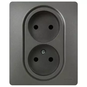 Розетка двойная без заземления - Lexman Lilian - без шторок в сборе 16А 250В винтовые зажимы - титан