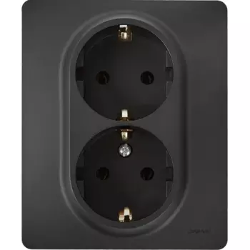 Розетка двойная с заземлением - Lexman Lilian - без шторок в сборе 16А 250В винтовые зажимы - антрацит