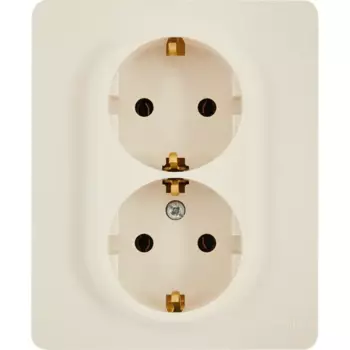 Розетка двойная с заземлением - Lexman Lilian - без шторок в сборе 16А 250В винтовые зажимы - слоновая кость