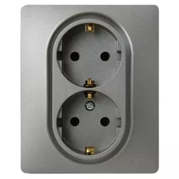 Розетка двойная с заземлением - Lexman Lilian - без шторок в сборе 16А 250В винтовые зажимы - титан