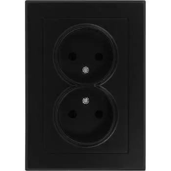 Розетка двойная встраиваемая Lexman Виктория без заземления, цвет чёрный бархатный