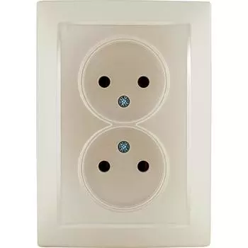 Розетка двойная встраиваемая Lexman Виктория без заземления, цвет жемчужно-белый