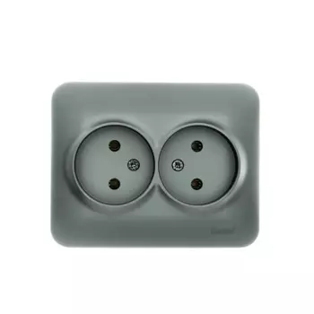 Розетка двойная встраиваемая Lezard Asti без заземления цвет кремовый