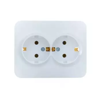 Розетка двойная встраиваемая Lezard Asti с заземлением цвет белый