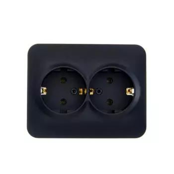 Розетка двойная встраиваемая Lezard Asti с заземлением цвет черный бархат