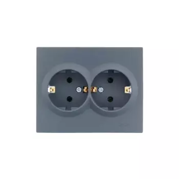 Розетка двойная встраиваемая Lezard Vesna 742-3400-127B с заземлением цвет графит