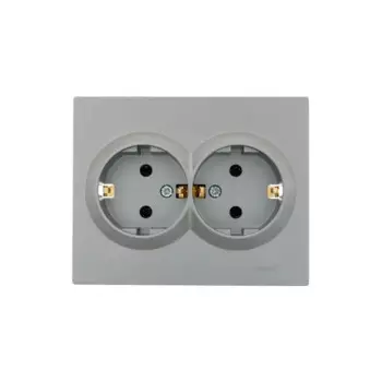 Розетка двойная встраиваемая Lezard Vesna 742-3500-127B с заземлением цвет платина