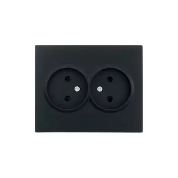 Розетка двойная встраиваемая Lezard Vesna 742-4200-128B без заземления цвет черный
