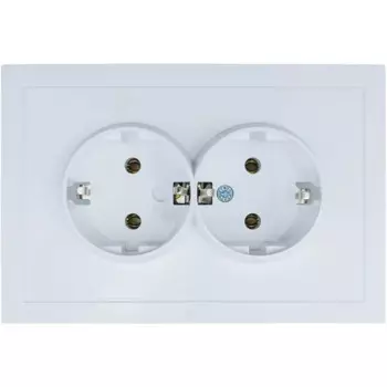Розетка двойная встраиваемая Lezard Zima без заземления цвет белый