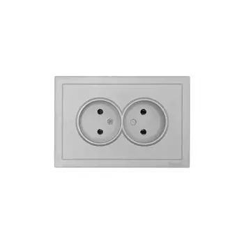 Розетка двойная встраиваемая Lezard Zima с заземлением цвет серый матовый