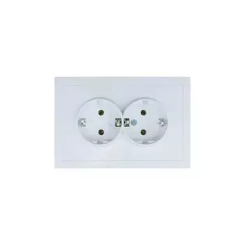 Розетка двойная встраиваемая Lezard Zima с заземлением цвет белый