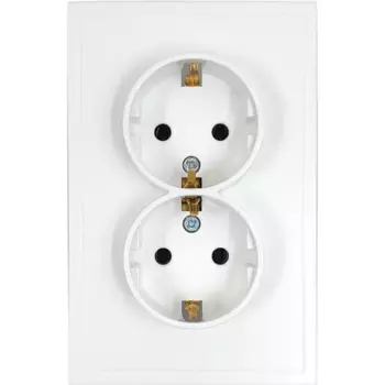 Розетка двойная встраиваемая Mirkl Grace с заземлением цвет белый