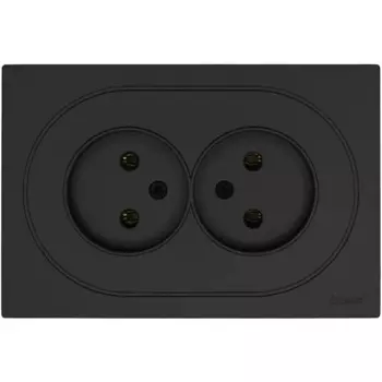 Розетка двойная встраиваемая Osen без заземления цвет черный бархат