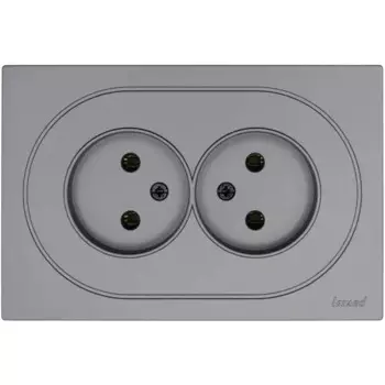 Розетка двойная встраиваемая Osen без заземления цвет серый