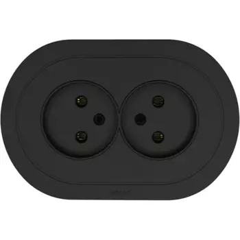 Розетка двойная встраиваемая Osen без заземления цвет черный