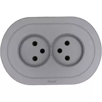 Розетка двойная встраиваемая Osen без заземления круглая цвет серый