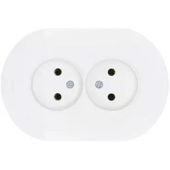 Розетка двойная встраиваемая Osen без заземления круглая цвет белый