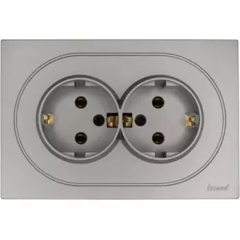 Розетка двойная встраиваемая Osen с заземлением цвет серый