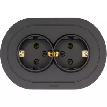 Розетка двойная встраиваемая Osen с заземлением цвет черный