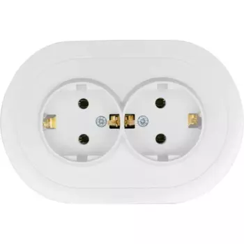 Розетка двойная встраиваемая Osen с заземлением круглая цвет белый