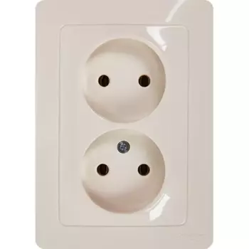 Розетка двойная встраиваемая Systeme Electric Blanca без заземления цвет бежевый