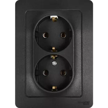 Розетка двойная встраиваемая Systeme Electric Blanca с заземлением цвет антрацит